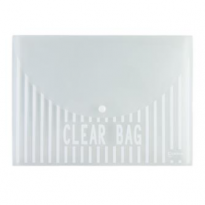 齐心 C335 办公必备透明按扣袋 A4 白