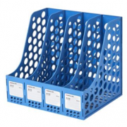 齐心 B2074 资料架（四格） 蓝色文件栏